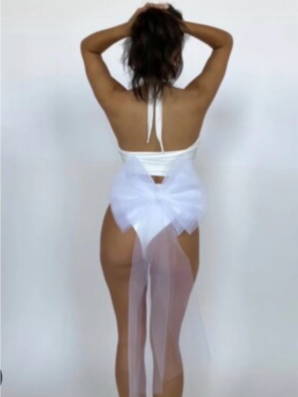 437 bridal bikini White Tulle Bow bottoms and tie top